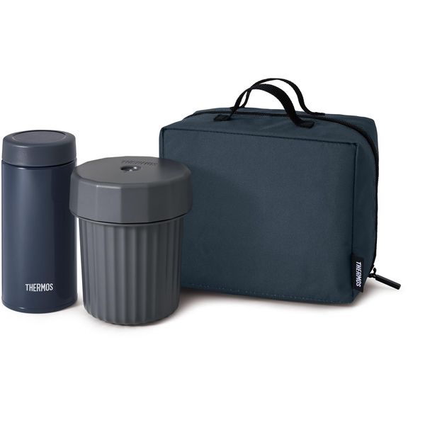 Thermos JEC-1000 NVY Bento Box, Noodle Container, Navy, For Both Hot and Cold