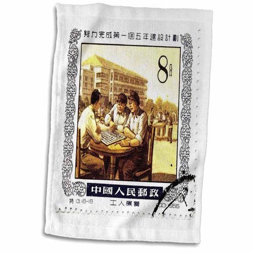 3D Rose Photo of Real Chinese Mah Jongg Stamp Towel, 15" x 22", Multicolor