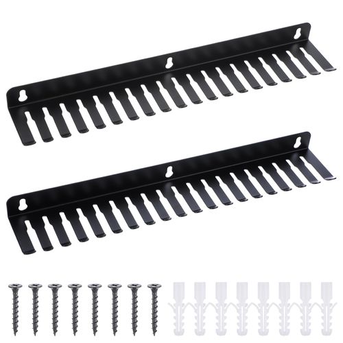 2 Pieces Wall Mountable Cable Hangers, Cable Rack With 19 Cable Slots, Music Cable Organizer, Black Cord Rack, Hanging Cable Organizer For Cord Management, Cable Storage(Slots Width From 5.5 To 9.5mm)