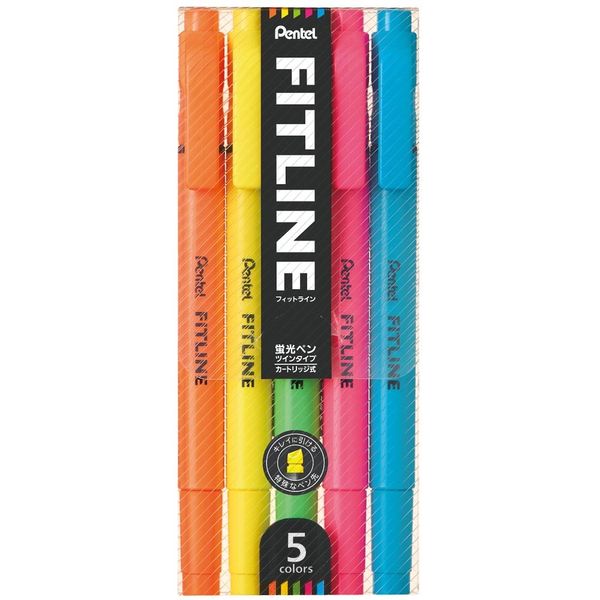Pentel SLW11-5 Highlighter, Fitline, 5 Colors