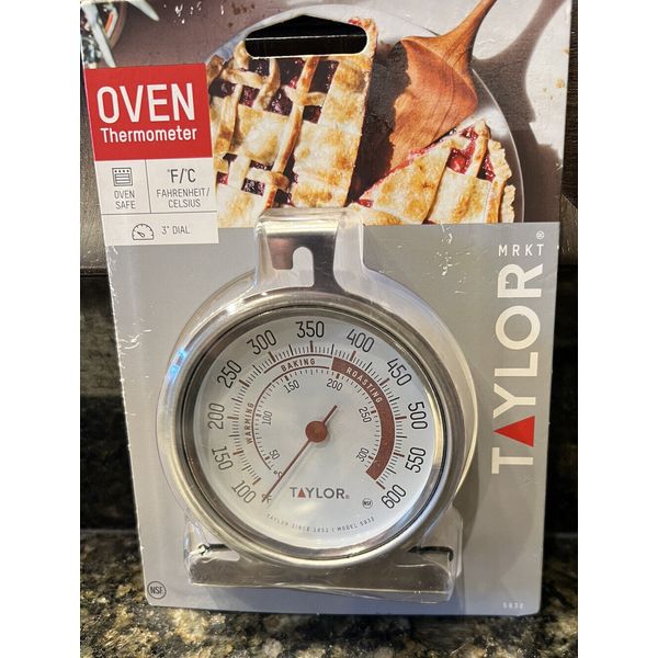 Taylor 5932 Oven Thermometer, 100 to 600 deg F, Analog Display