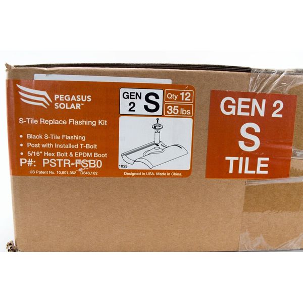 12x Pegasus Solar S-Tile Replace Flashing Kit PSTR-FSB0 Post W/ T-Bolt & Boot