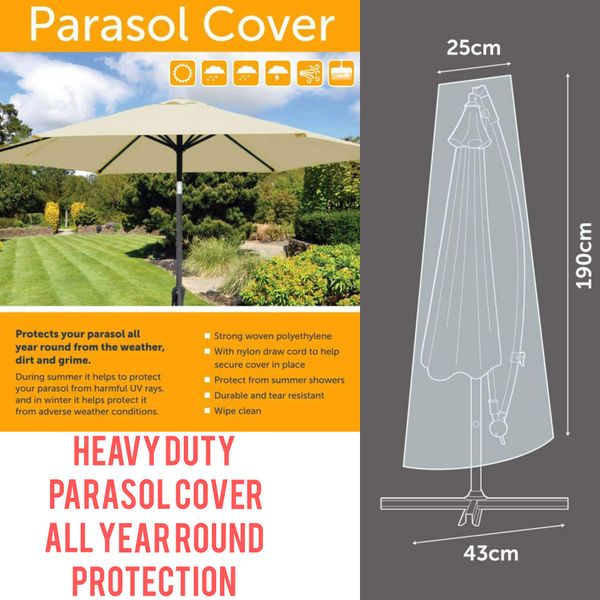 ADEPTNA Durable Waterproof Garden Parasol Cover (190CM X 25CM)