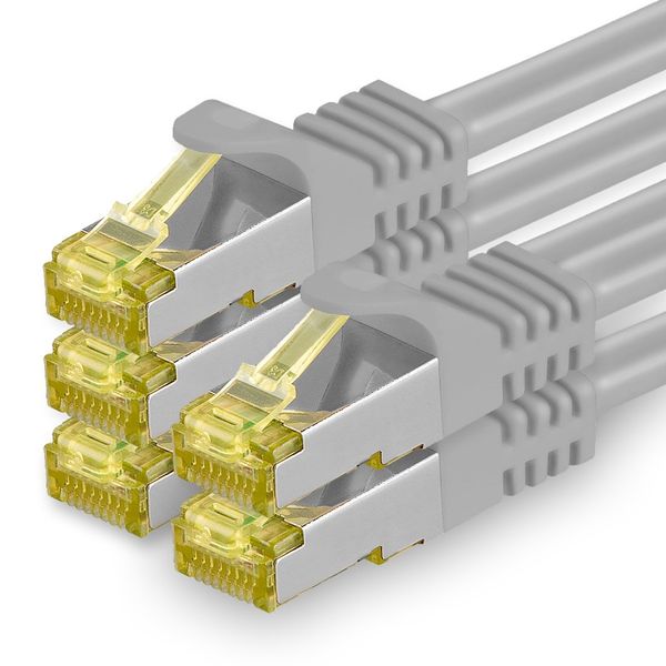 1CONN 5x 0.5 M - CAT-7 Cat.7 network cable, Ethernet, Lan & patch cable RJ-45 SFTP 10GB/s - gray