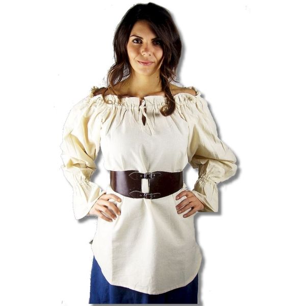 Leonardo Carbone Steampunk - Damen Gothic Bluse Morgan XL/Natur
