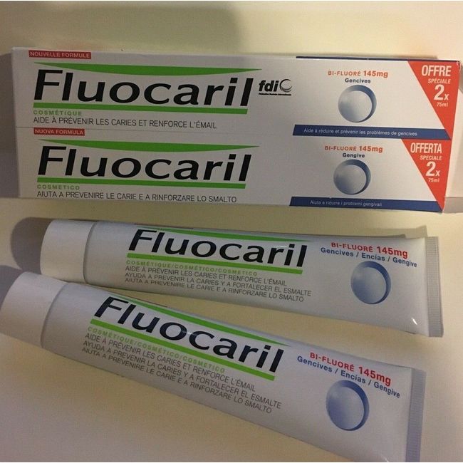 2 X Fluocaril Bi-Fluorinated Gums Toothpaste 145mg 75ml NIB