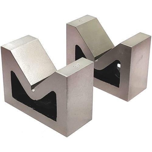 Buyohlic Seasoned Caste Iron v Block Pair ((52 x 38 x 25 MM (2" Inch)))