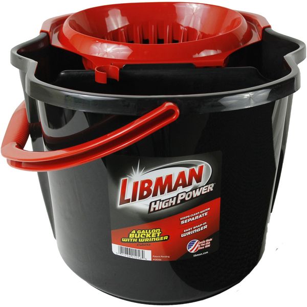 Libman Polypropylene Mop Bucket with Wringer, 4 Gallon