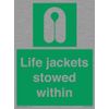 Life jackets stowed within Sign - 150x200mm - A5P
