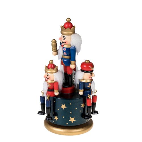 Clever Creations Gold Music Box 8 Inch Traditional Wooden Nutcracker Ornament, Festive Christmas Décor for Shelves and Tables