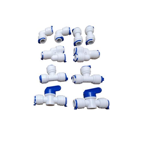 GREDIA 3/8" inch Quick Connect Water Purifiers Tube Fittings for RO Water Reverse Osmosis System (Ball Valve+L+Y+I+T Type) + PVC Pipe Tube Hose Cutter + 5 Meters/16 Feet Tubing Pipe (White)