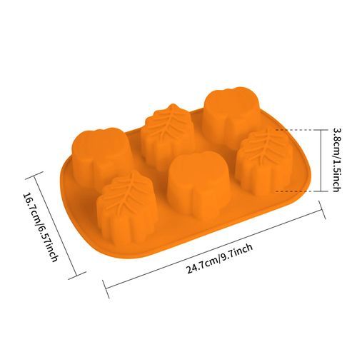 2 Pieces Pumpkin Leaf Silicone Molds 3D Thanksgiving Fall Theme Silicone Molds for Making Soap Candle Candy Muffins Chocolates Cake Decoration (orange)