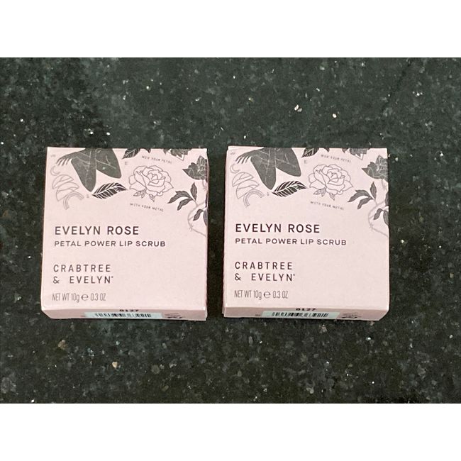 Lot of 2 Crabtree & Evelyn Evelyn Rose Petal Power Lip Scrub 0.3 oz