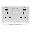 USB Double Wall Plug Socket 2 Gang 13A with 2 USB Charger Port Outlets White Socket Plate