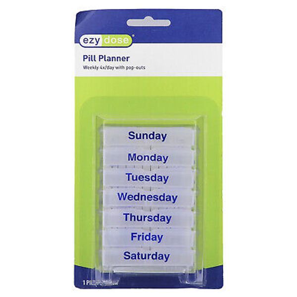 Pill Planner, Weekly 4X Day with Pop Outs, 1 Count
