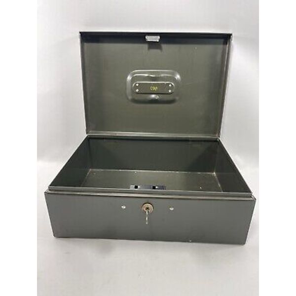 Locking metal cash box with key  COLE Vintage