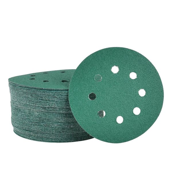 5 inch Sand Paper Disc, 8-Hole, 80 Grit, 50 Pack