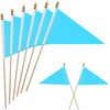 WEITBF 12Pcs 8×12 Inch Solid Light Blue Pennant Flags Small Blank Sublimation DIY Triangle Flags on Stick Mini Handheld Solid Color Graffiti Flag
