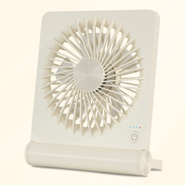 Jialexin Desktop Fan, Small, USB Rechargeable, Desk Fan, 12 Hours of Continuous Use, Compact Fan, Thin, Lightweight, Powerful, Switching Between 3 Levels, Energy Saving, Foldable, Convenient, Office,