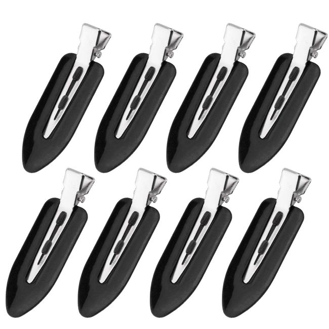 SAVITA 8Pcs No Bend Hair Clips, No Crease Curl Pin Clips Hair Clips Barrettes for Hair Styling, Face Washing, Makeup Application (Black)