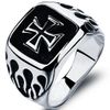 Stainless Steel Crusade Cross Biker Ring (Silver, O)