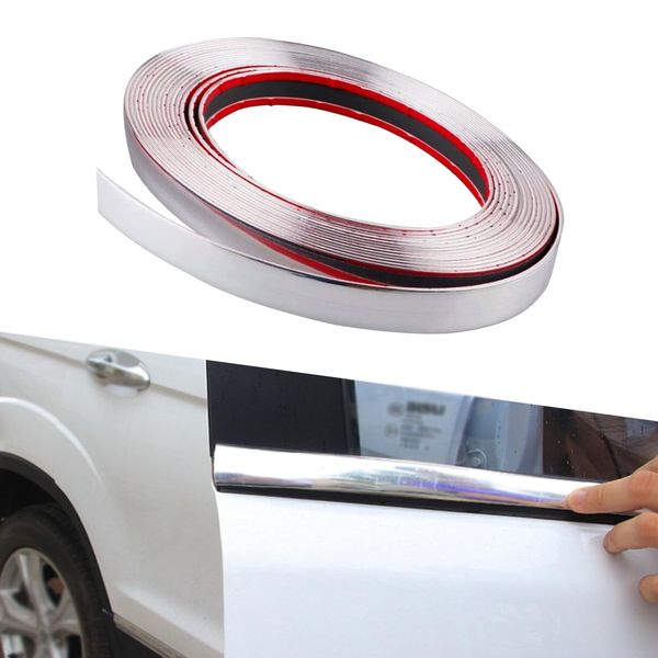 NGHEY Pack-1 Car Chrome Trim Molding, 49.2 Ft x 0.78" Body Window Seal Rubbing Strip, Bumper Anti-Collision Strip, Universal for Auto DIY Shiny Self-Adhesive Strip (Silver)