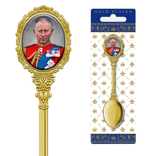 King Charles III Coronation Ornamental Teaspoon Commemorative Memorabilia Decorative Spoon Souvenirs Home Deco (by LILAJ)