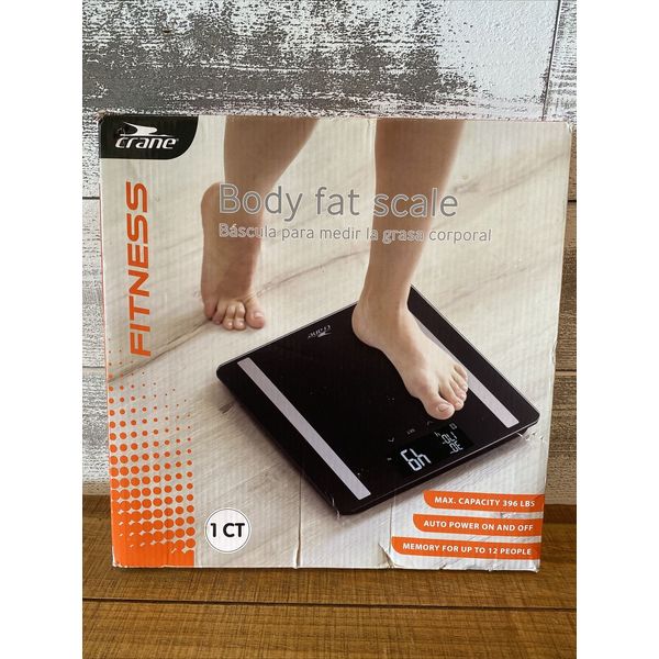 Crane Fitness Body Fat Scale Muscle Mass Weight Water Content Made From Glass