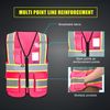 AYKRM Pink Breathable Summer Reflective Vest with Pockets Zipper