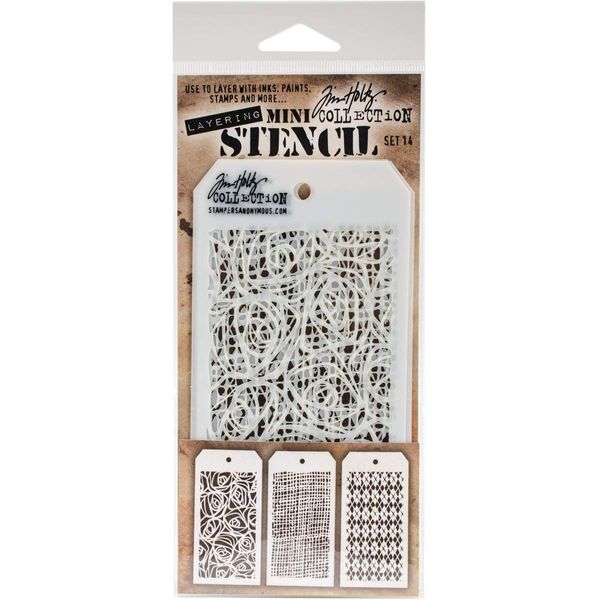 Stampers Anonymous Tim Holtz Mini Layered Stencil Set 3/Pkg-Set #14