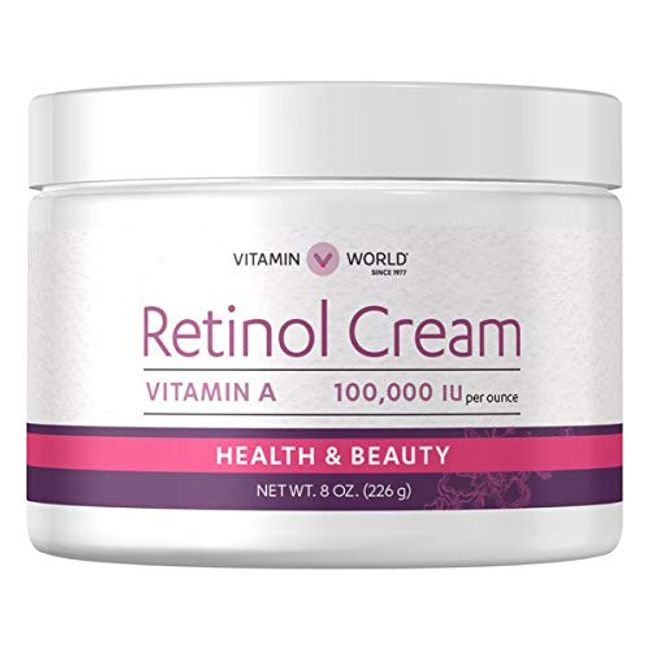 Vitamin World Retinol Cream 100,000 IU 8 oz, Vitamin A, Face Cream
