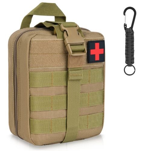 flintronic Tactical Molle Pouch, EDC Gadget Waist Bags, Compact Utility Belt with Cell Phone Holster for Sports, Hiking, Camping, Traveling-Khaki