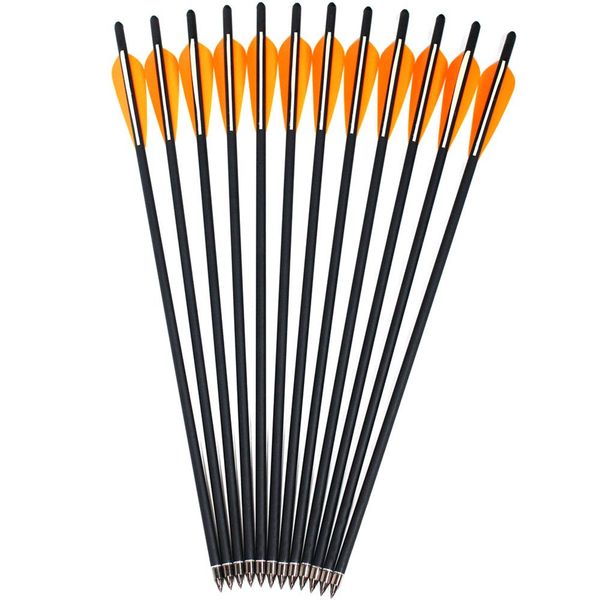 Kikzok 12 Pack Crossbow Bolts Carbon Arrows,16/18/20/22 Inch Hunting Archery Bio Crossbow Arrows with Moon Nocks, Removable Arrowhead(20 Inch)