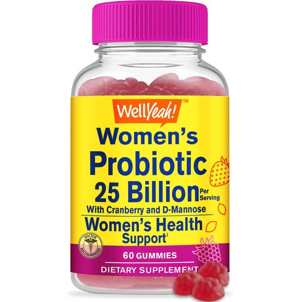 25 Billion Probiotics for Women Gummies with Cranberry and D-Mannose - 12 Strains - Vaginal Health, Digestive Support, Gut Health, and Feminine Health - 60 Gummies