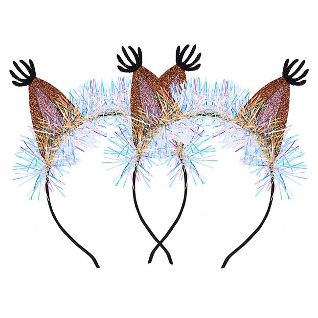 minkissy 2Pcs Squirrel Ear Headband Glitter Animal Hair Hoop Costume Hair Accessories Headdress for Cosplay Party Supplies