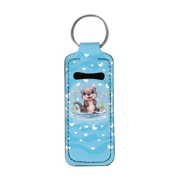 Baxinh Cute Otter Printed Lipstick Holder Keychain Lipstick Holder Clip-on Sleeve Pouch Chapstick Holder Keychain Lip Balm Keychain Holder Lip Balm Lipstick Lip Gloss Holder Keychain