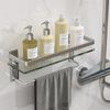 Danpoo Bathroom Wall Shelf, Tempered Glass Bathroom Shelf(Matte Silver)