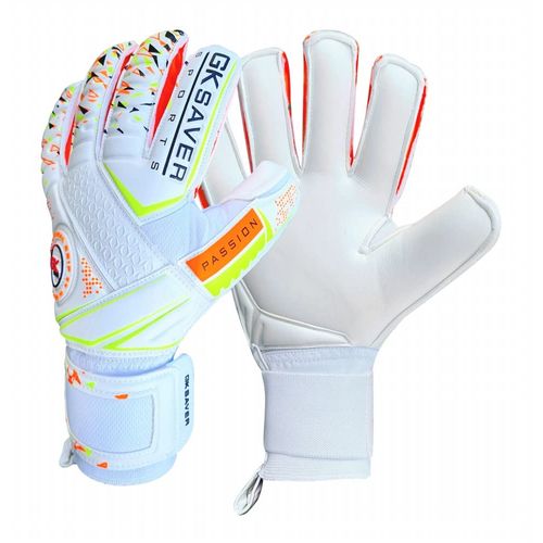 GK Saver football goalkeeper gloves Passion PS04 Flat cut professional goalie gloves size 6 to 11 removable finger save gloves (NO Savefinger, SIZE 6)
