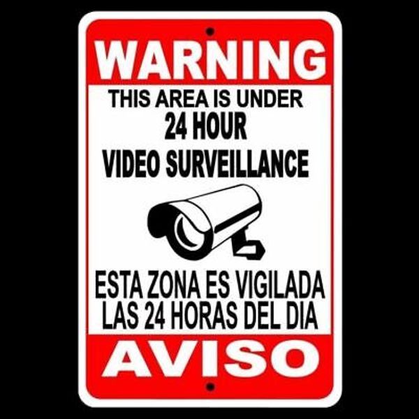 CCTV Security Audio Video Surveillance Camera 8" x 12"Sign English/Spanish SS04