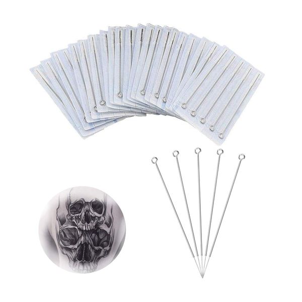 Einweg Steriler Tattoo Nadel, 50pcs Tattoo Needles Set gemischt Tätowierungsnadeln Tattoo Tätowierungsnadeln 1RL 3RL 5RL 7RL 9RL Nadeln Stick and Edelstahl Nadeln Set für Liner und Shader Tattoo