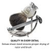Parker 29L Safety Razor Shave Set - Includes Black Badger Brush, Stand & Parker 29L Butterfly Open Safety Razor