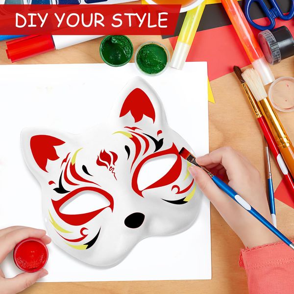 Sewroro 15pcs Cat Masks Cosplay Masks Pulp Blank Hand Painted Mask Animal Mask Craft for Party Favors, Masquerade Prop, Cosplay