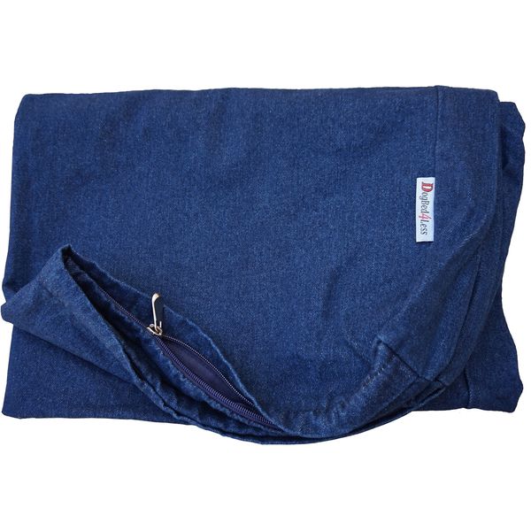 Dogbed4less 40X35X4 Inches Blue Color Durable Denim Jean Dog Pet Bed External Zipper Cover - Replacement Cover only