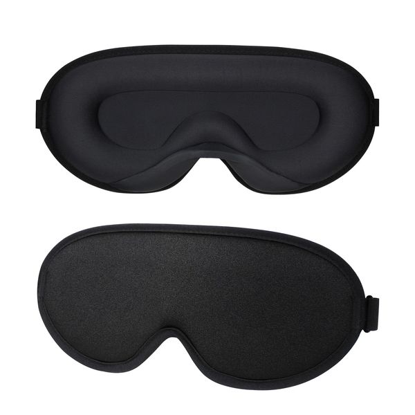 FuninCrea Blackout Sleep Mask for Men Women, Upgraded Silk Eye Mask Zero Eye Pressure Soft & Comfortable Blindfold 3D Eye Mask for Sleep Light Blocking Travel Essentials with Adjustable Strap (Black)