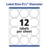 Avery High Visibility Printable Round Labels with Sure Feed, 2.5" Diameter, White, 300 Customizable Blank Labels Total (5294)