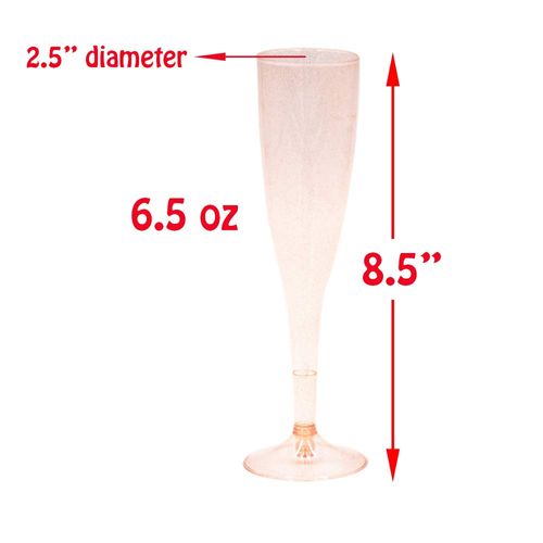 Homy Feel Rose Gold Glitter Plastic Rose Gold Wine Glasses 30 Pack,6.5 OZ Champagne Flutes Disposable for Valentine's Day,Plastic Champagne Flutes,Mimosa Bar Glasses,Valentine's day Supplies