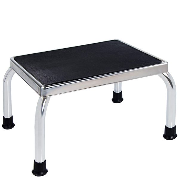 Vaunn Medical Foot Step Stool with Anti-Skid Rubber Platform, Chrome Plated Stool