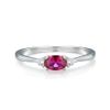 Ladies Sterling 925 Solid Silver Oval Cut Ruby and White Sapphire 3 Stone Ring Sizes K to U (S)