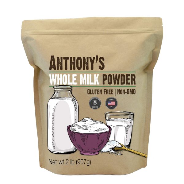 Anthony's Whole Milk Powder, 2 lb, Gluten Free, Non GMO, Made in USA