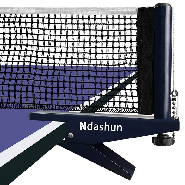 Ndashun Ping Pong Net with Clamp, Professional Table Tennis Net and Post Set, Adjustable Training Practice Mesh, Portable Grip Holder Clip Equipment, Accessories for Indoor Outdoor (Navy)